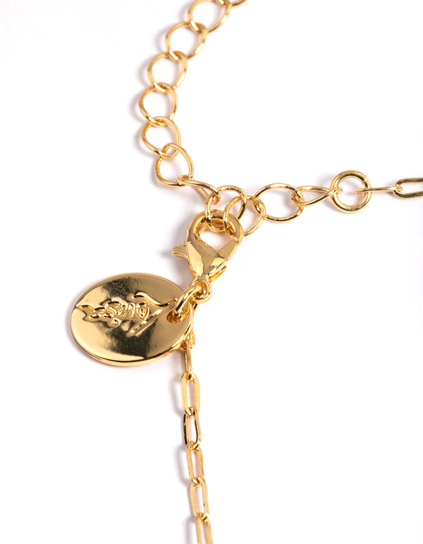 Letter C Gold Plated Rectangle Pendant Initial Necklace