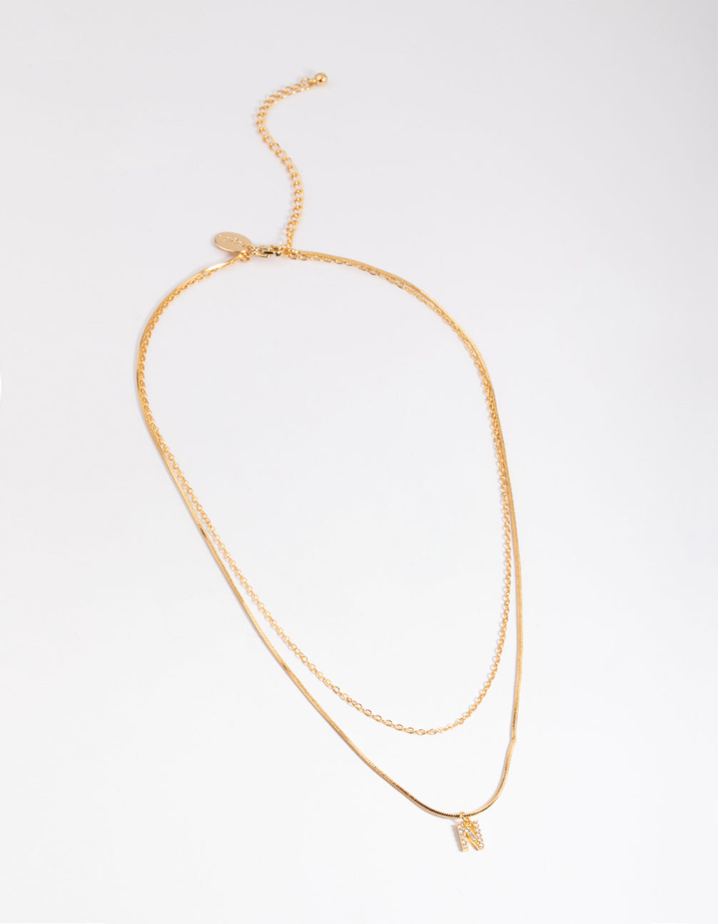 Letter N Gold Plated Layered Diamante Initial Necklace