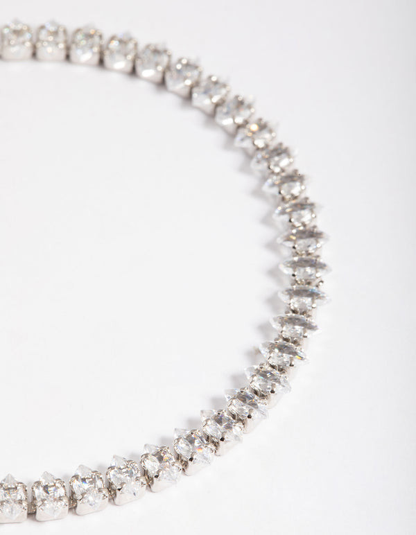 Silver Cubic Zirconia Stone Toggle Tennis Bracelet