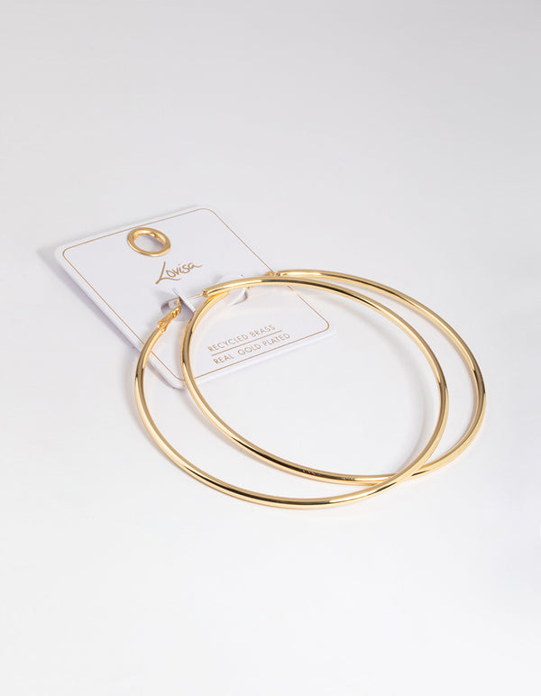 Gold Plated Brass Oversized Hoop Earrings