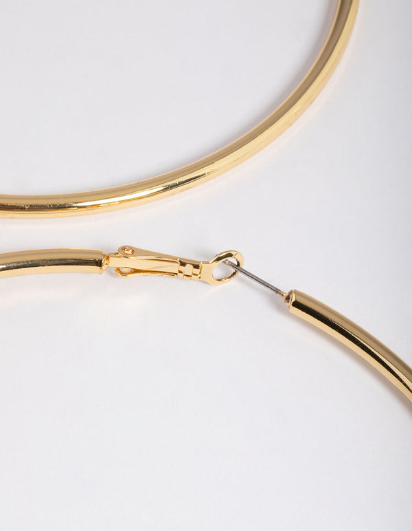 Gold Plated Brass Oversized Hoop Earrings