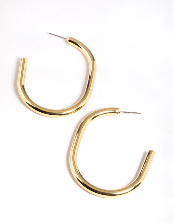 Gold Plated Brass Gold Large Oval Hoop Earrings