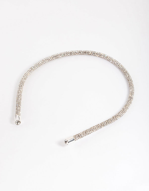 Silver Rounded Diamante Headband