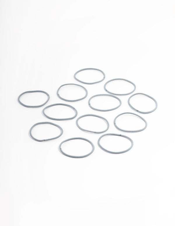 Blue Fabric Basic Thin Hair Tie 12-Pack