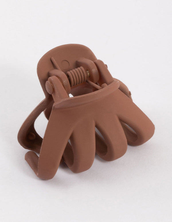 Brown Four Prong Mini Hair Claw Clip