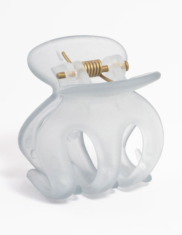 Grey Three Prong Mini Hair Claw Clip