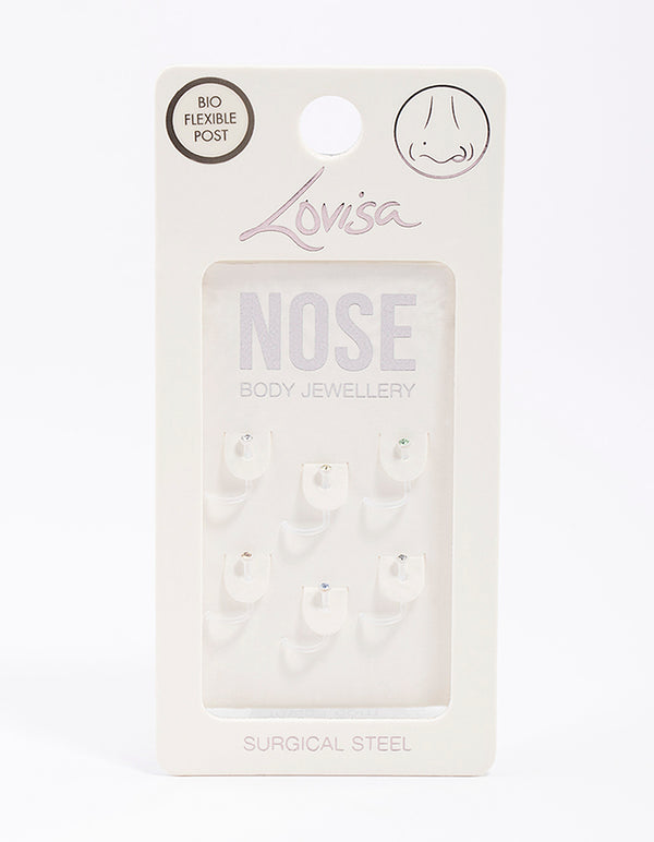 Surgical Steel Assorted Nose Studs 6-Pack