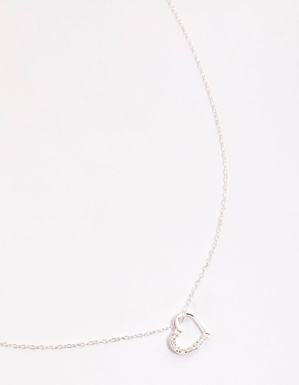 Sterling Silver Cubic Zirconia Pave Heart Necklace