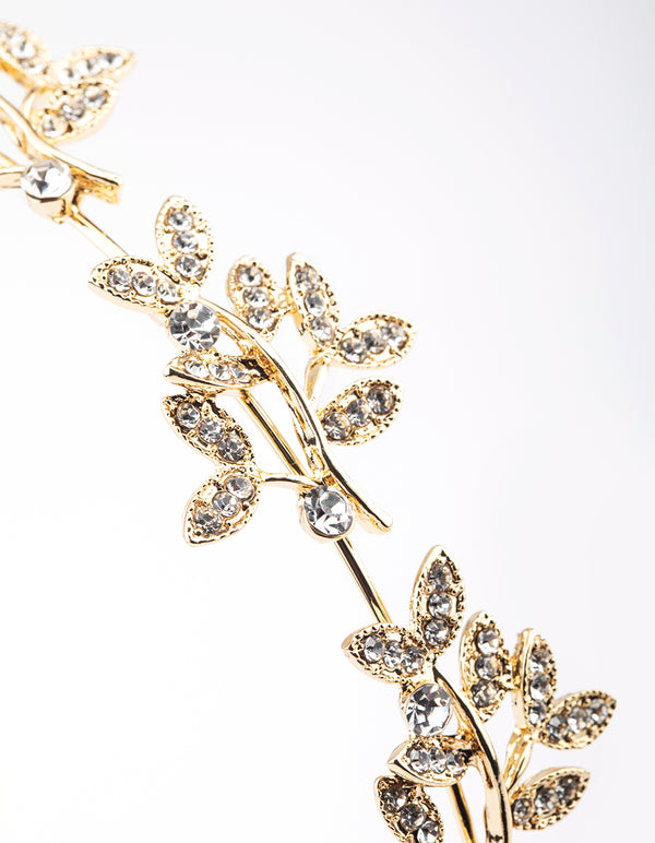 Gold Diamante Leaf Headband