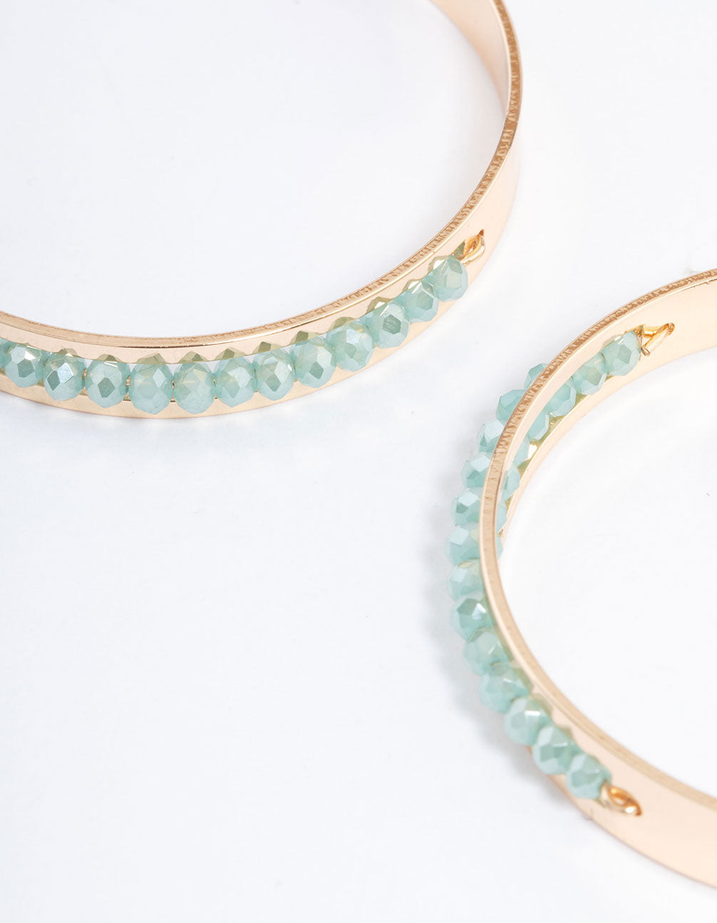 Gold Bead Centre Stripe Hoop Earrings