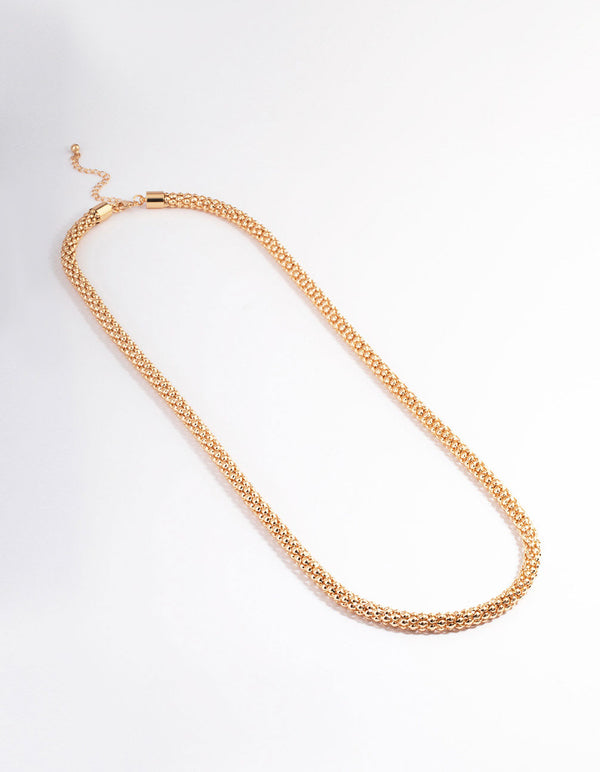 Gold Long Popcorn Chain Necklace