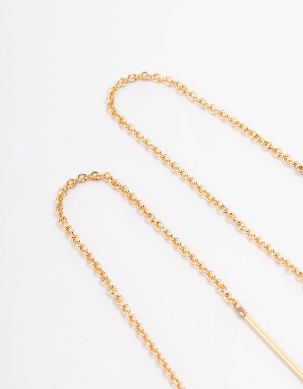 Gold Plated Jade Cluster Threader Earrings