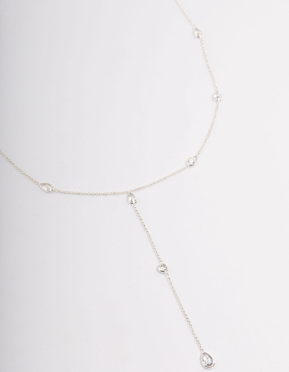 Silver Plated Diamante Lariat Y-Necklace
