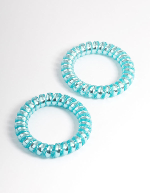 Blue Plastic Hair Spirals Pack