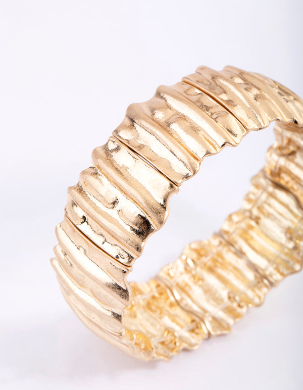 Gold Scrunch Texture Stretch Bracelet