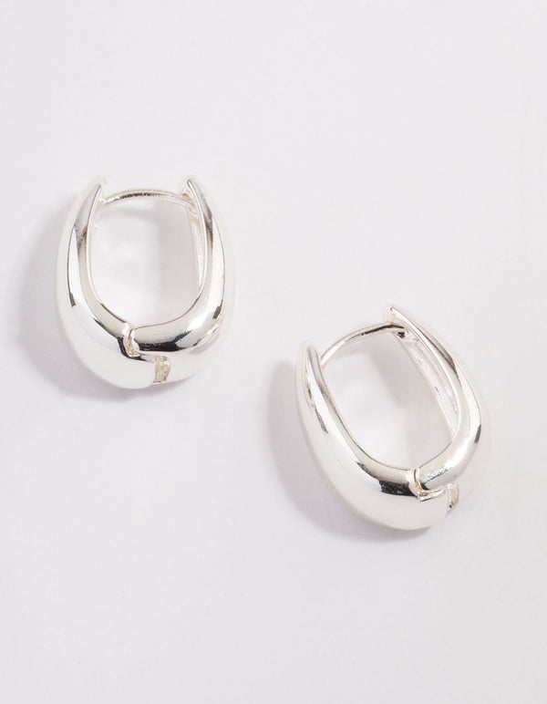 Silver Plated Brass Boho Taper Hoop Earrings