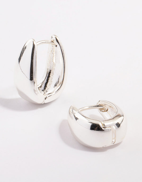 Silver Plated Brass Boho Taper Hoop Earrings