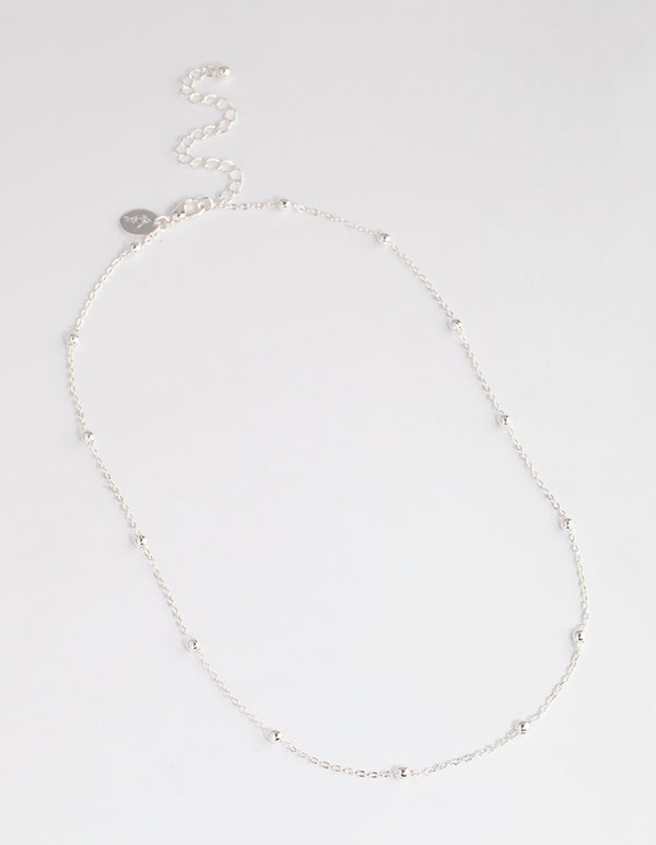 Silver Station Bead Chain Necklace