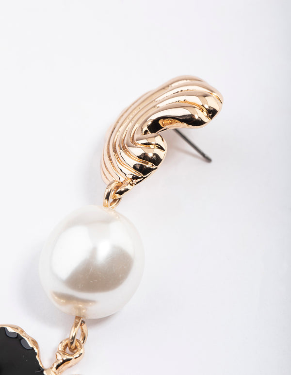 Gold Heart Drop Earrings