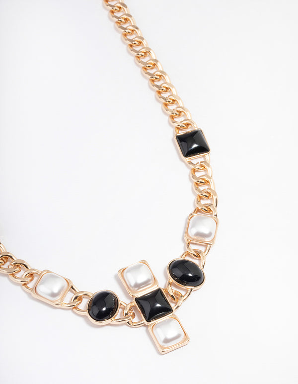 Gold Cross Pearl Belt Chain