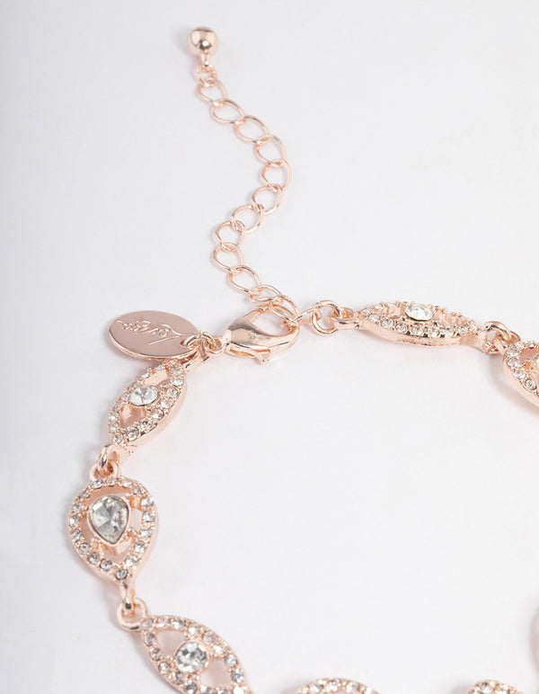 Rose Gold Teardrop & Eye Diamante Necklace