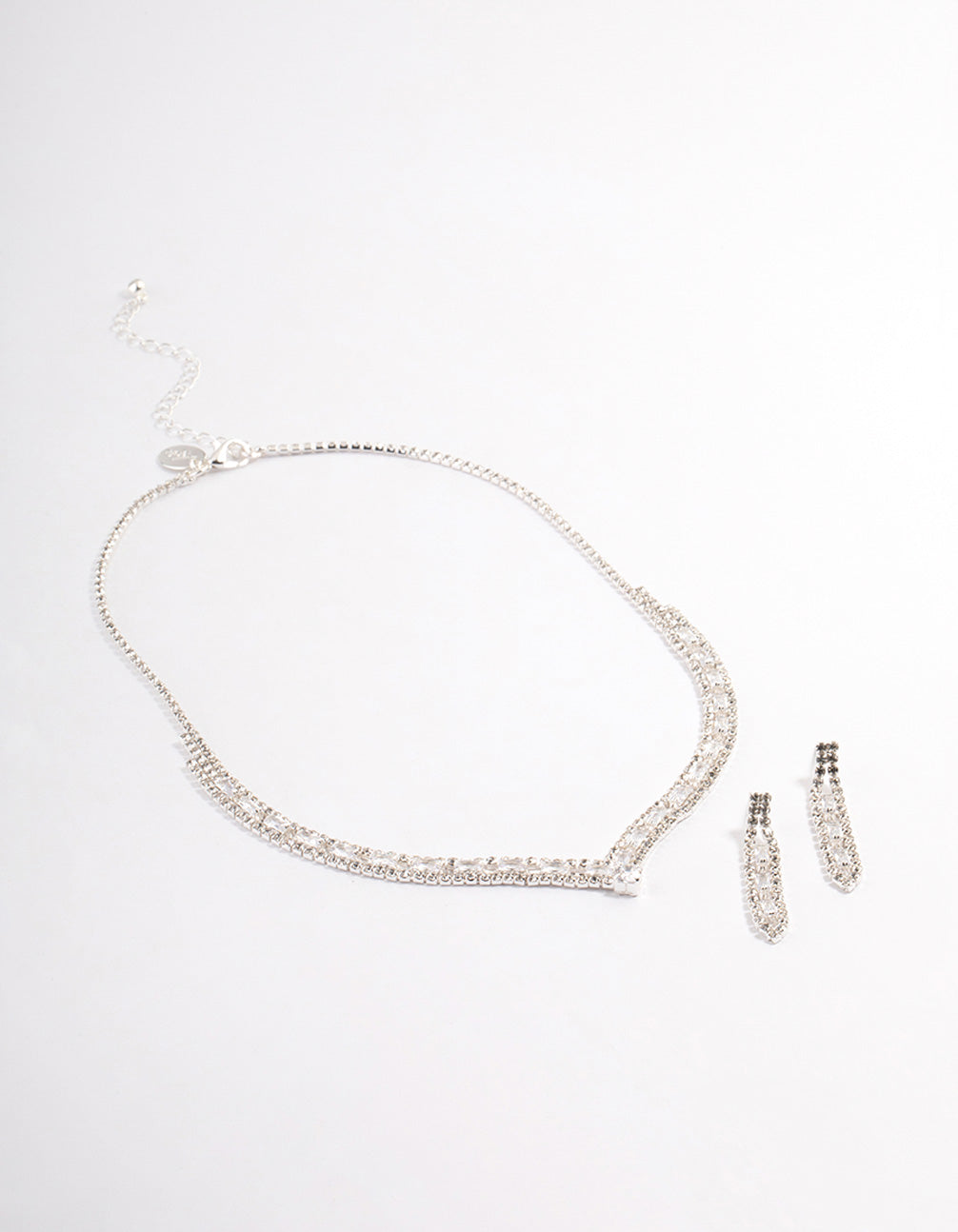 Silver Rectangle Graduated Pendant Jewellery Sets