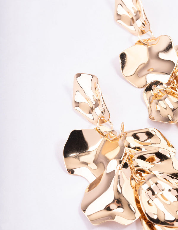 Gold Coated Petal Drop Earrings