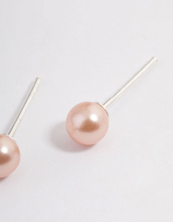 Sterling Silver Pink Pearl Stud Earrings