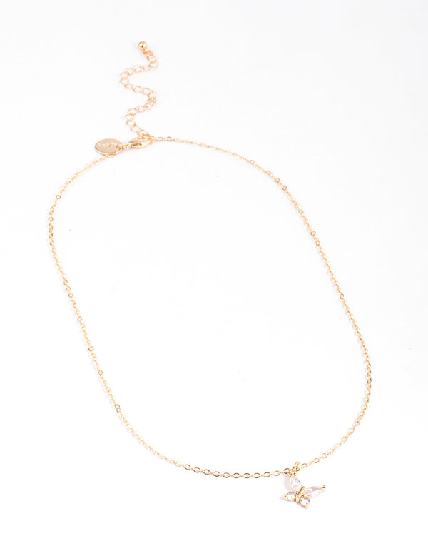 Gold Asymmetrical Butterfly Necklace