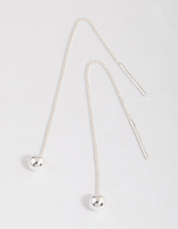 Sterling Silver Ball Threader Earrings