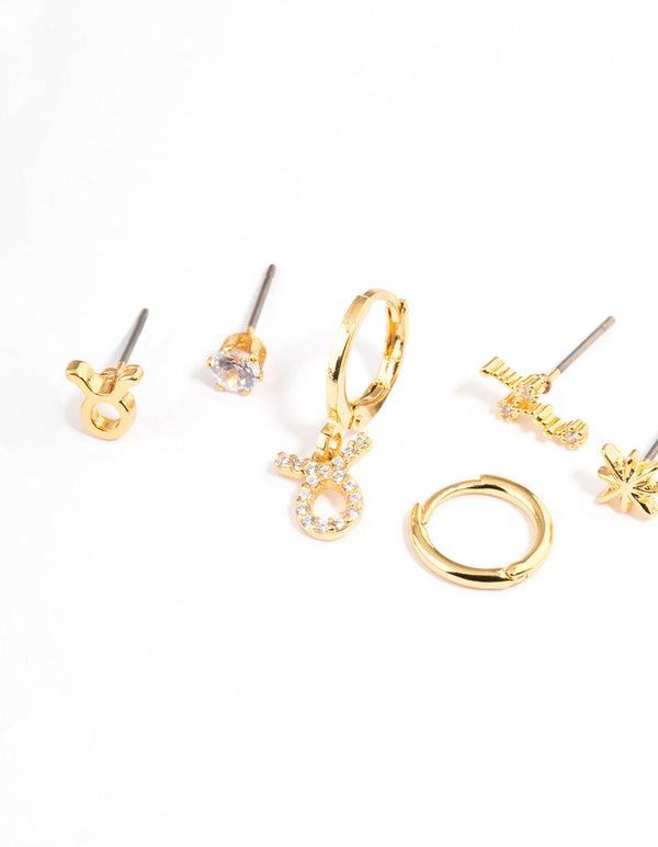 Gold Plated Taurus Star Sign Ear Stackers