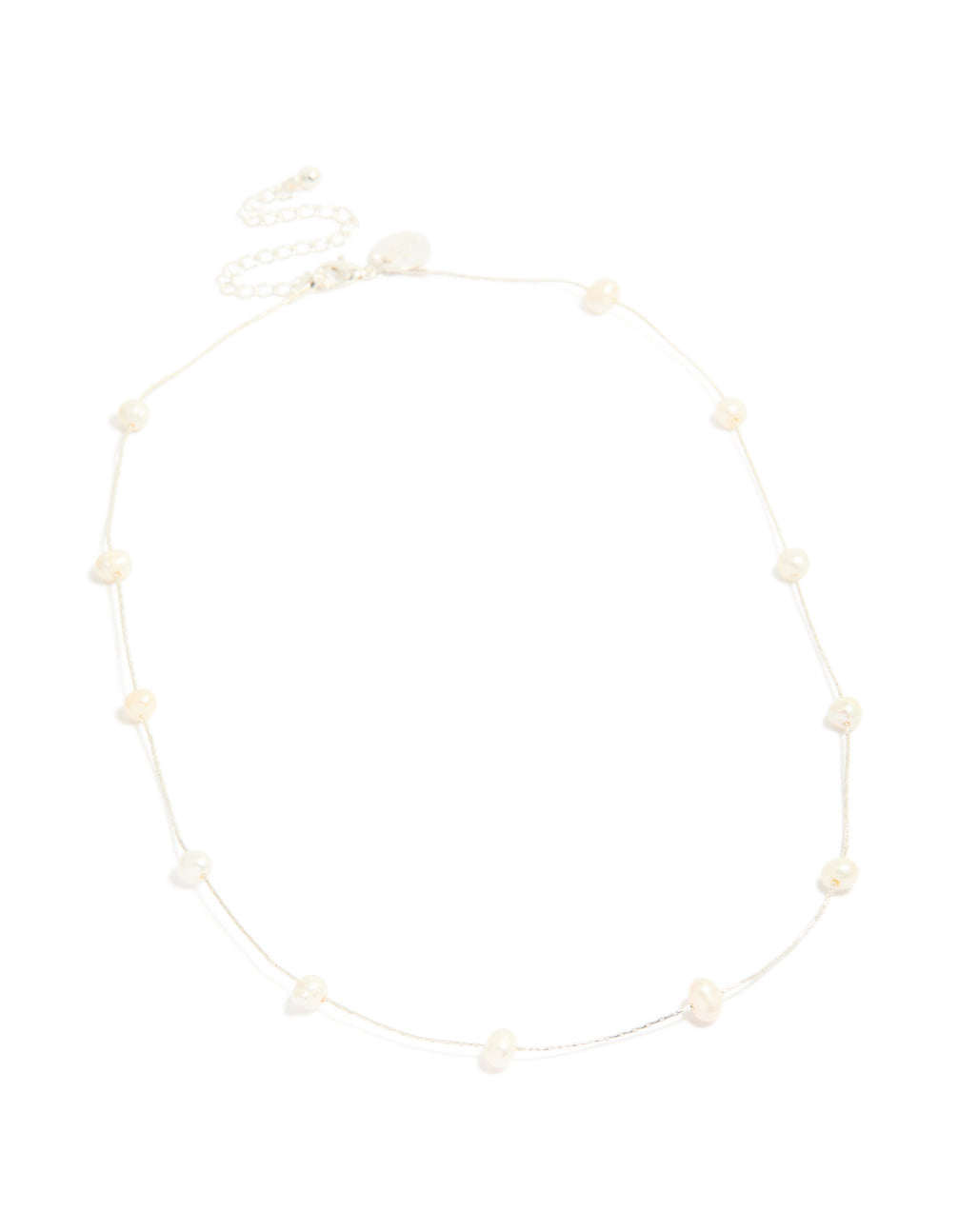 Silver Plated Freshwater Pearl Dotted Fine Necklace