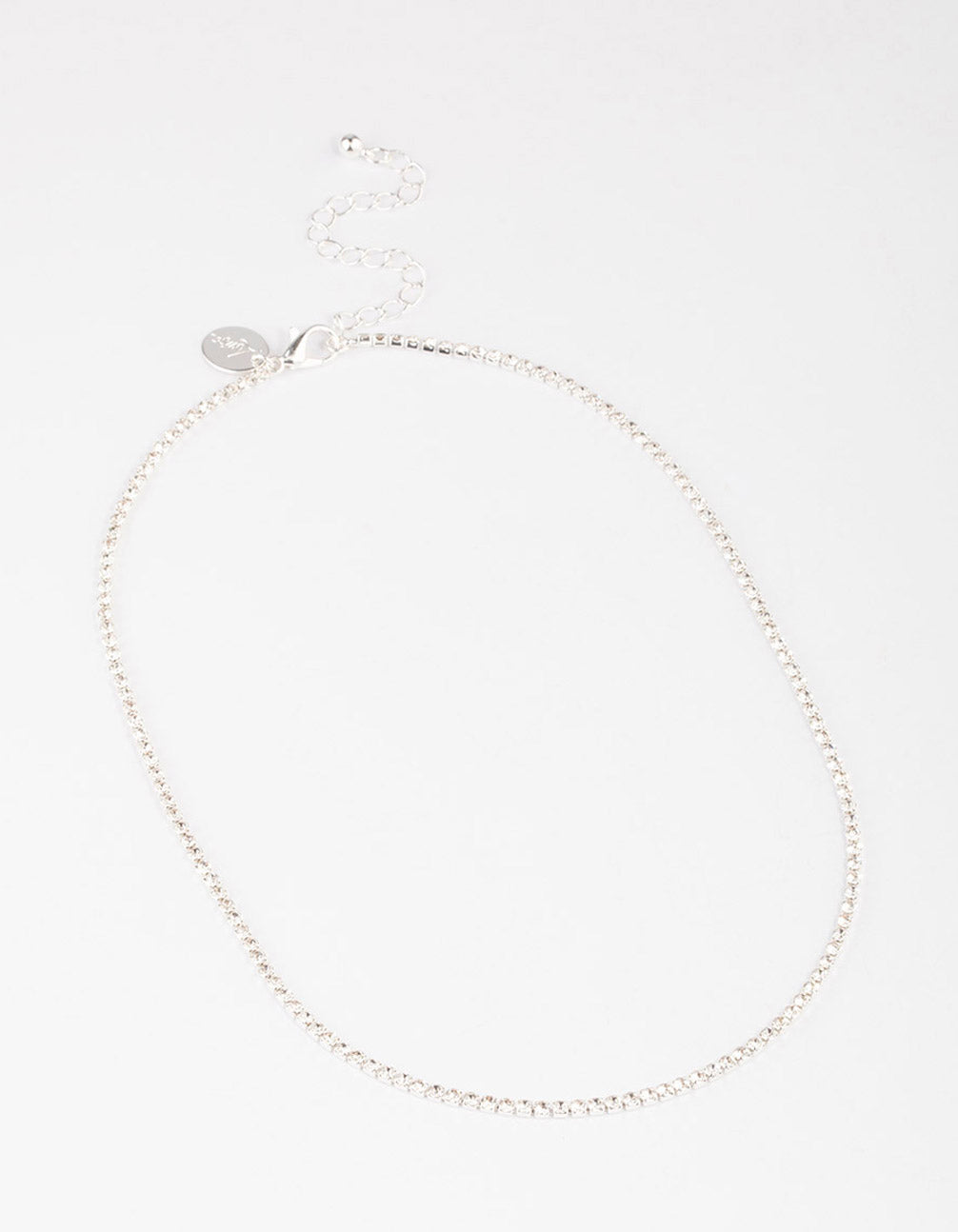 Silver Plated Micro Cubic Zirconia Cupchain Tennis Necklace