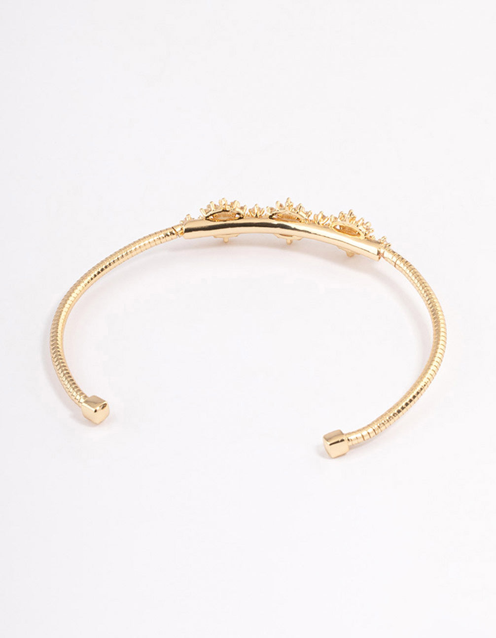 Gold Plated Cubic Zirconia Trio Flower Wrist Cuff