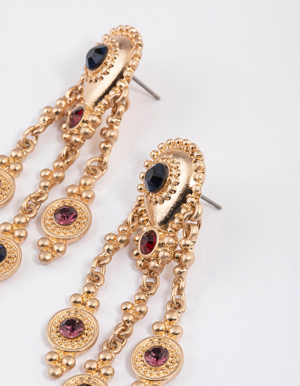 Worn Gold Vintage Boho Charm Drop Earrings