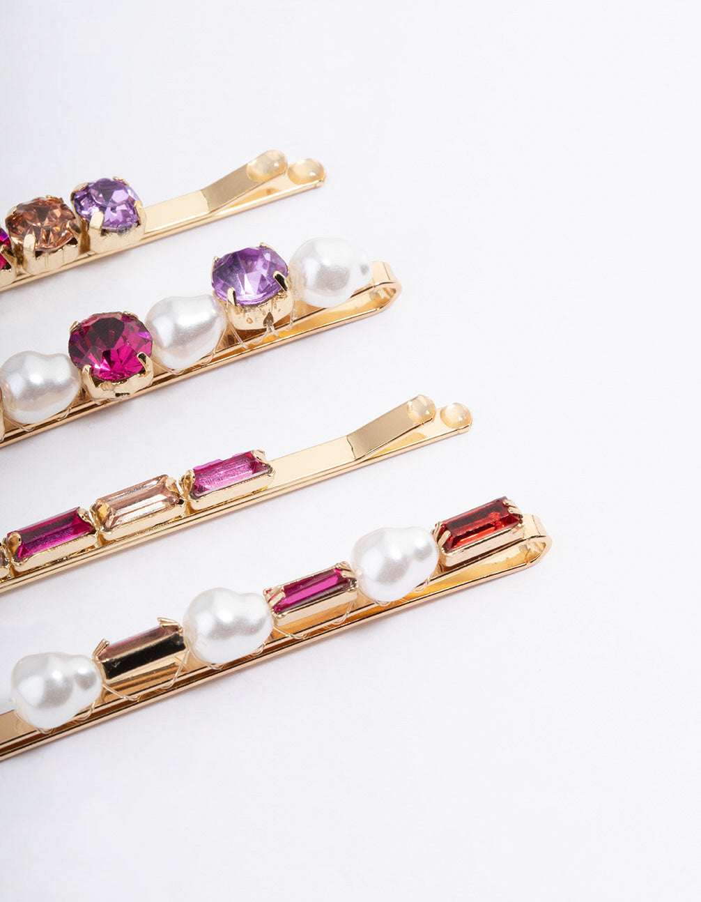 Gold Molten Slide Hair Clips 4-Pack