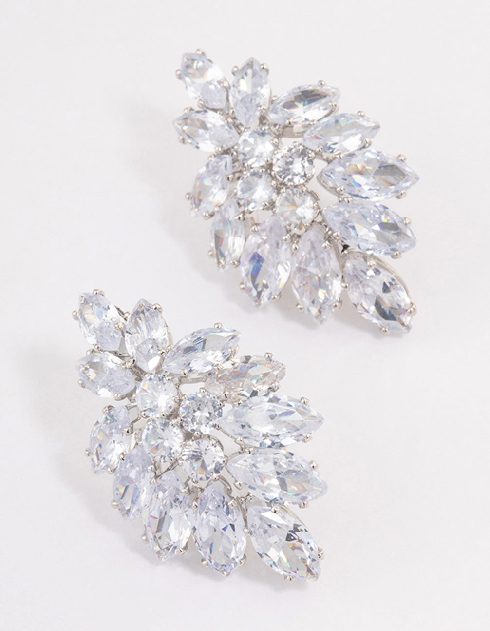Silver Marquise Statement Stud Earrings