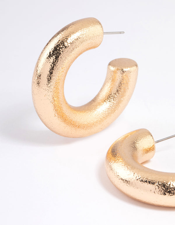 Gold Thick Round Chip Earrings