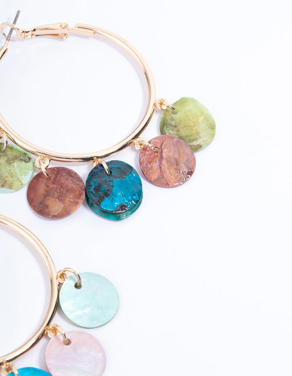 Gold Disc Hoop Earrings