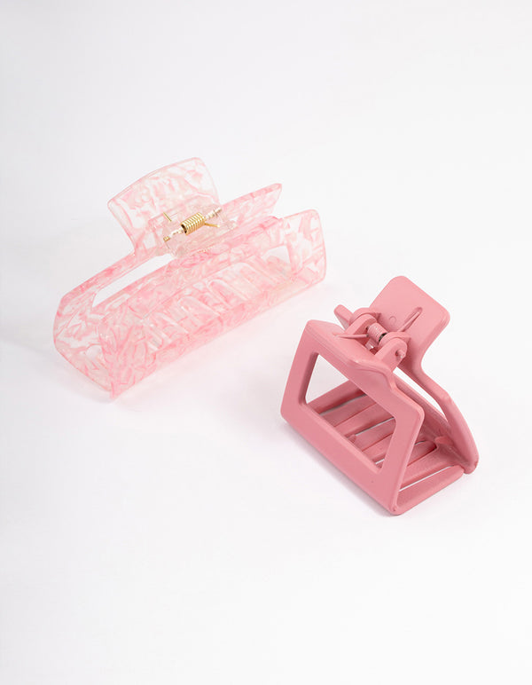 Plastic Pink Rectangle Claw Clip Pack