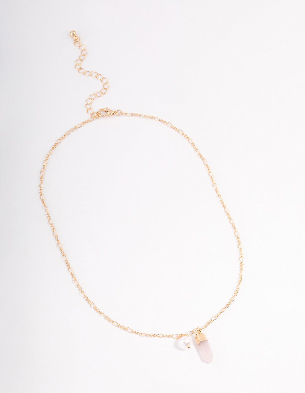 Gold Rose Quartz & Pearl Necklace