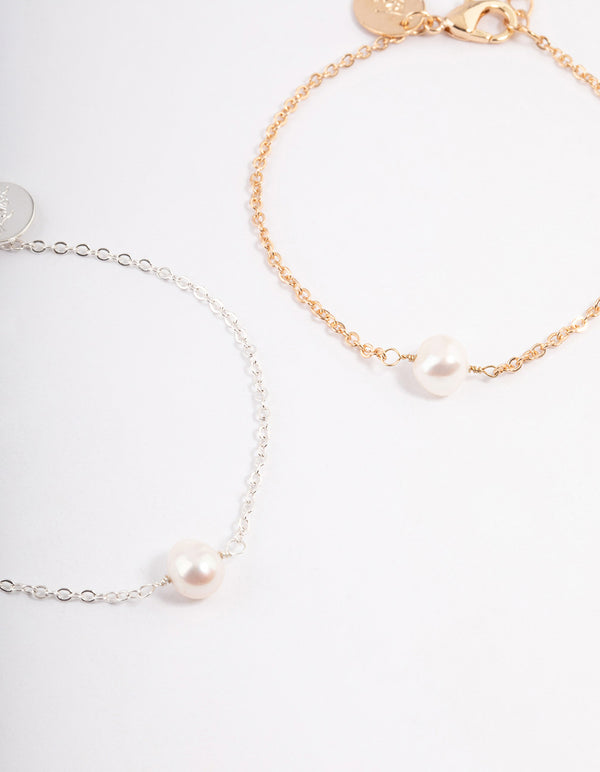Gold & Silver Freshwater Pearl Bestie Bracelet Pack