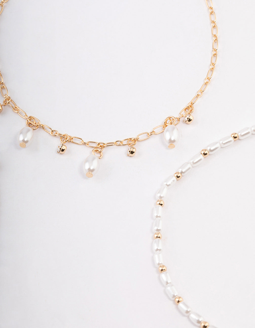 Gold Station Pearl & Diamante Anklet Pack