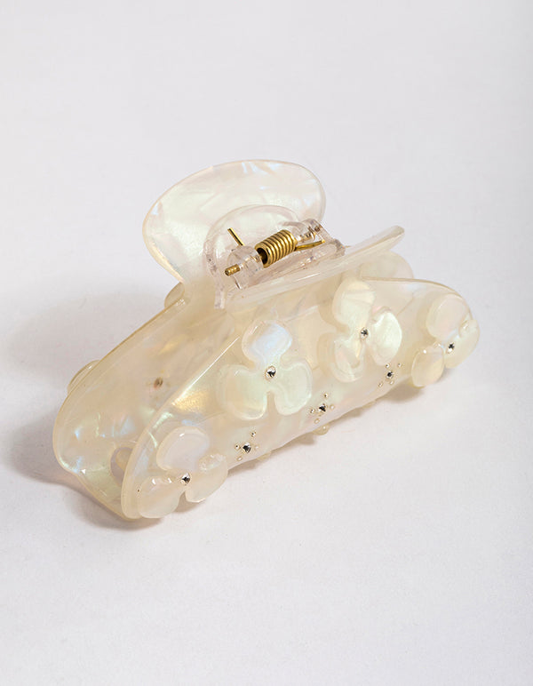 Acrylic Flower Diamante Claw Clip