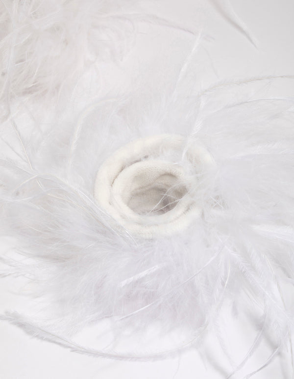 White Feathered Attachable Cuffs Pack