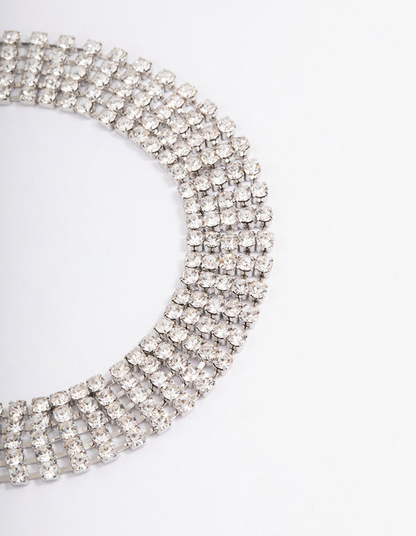 Silver Diamante Cupchain Wide Anklet