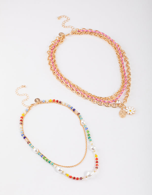 Gold Multi Charm Layered Necklace