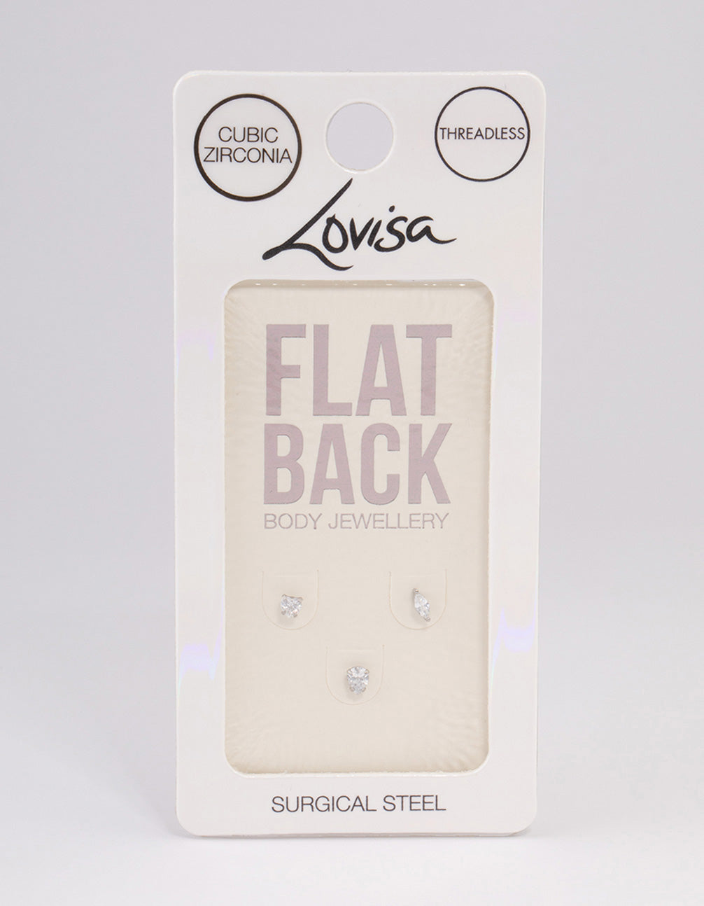 Surgical Steel Cubic Zirconia Classic Flat Back Pack