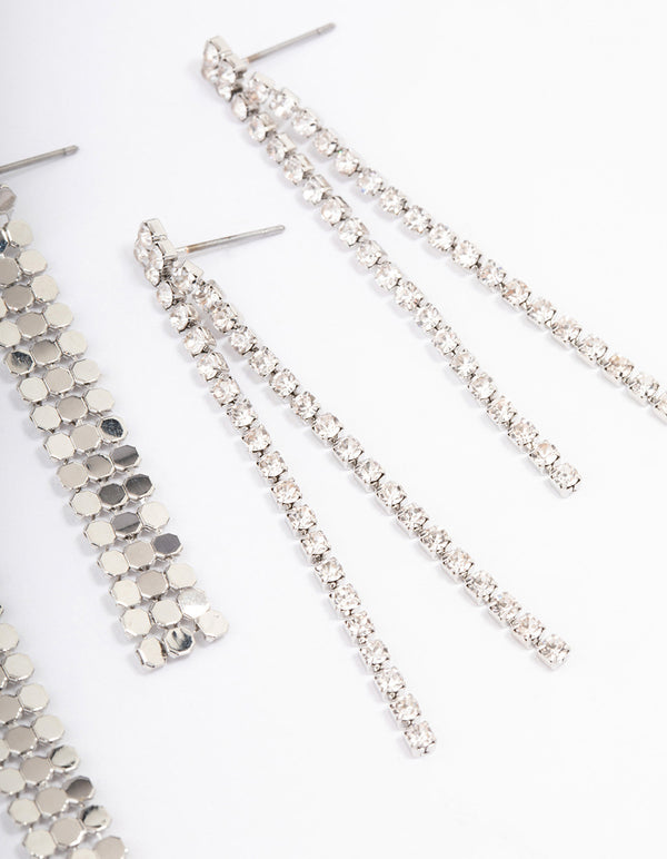 Silver Cupchain Chainmail Drop Earrings Pack
