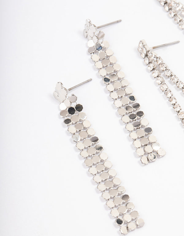 Silver Cupchain Chainmail Drop Earrings Pack